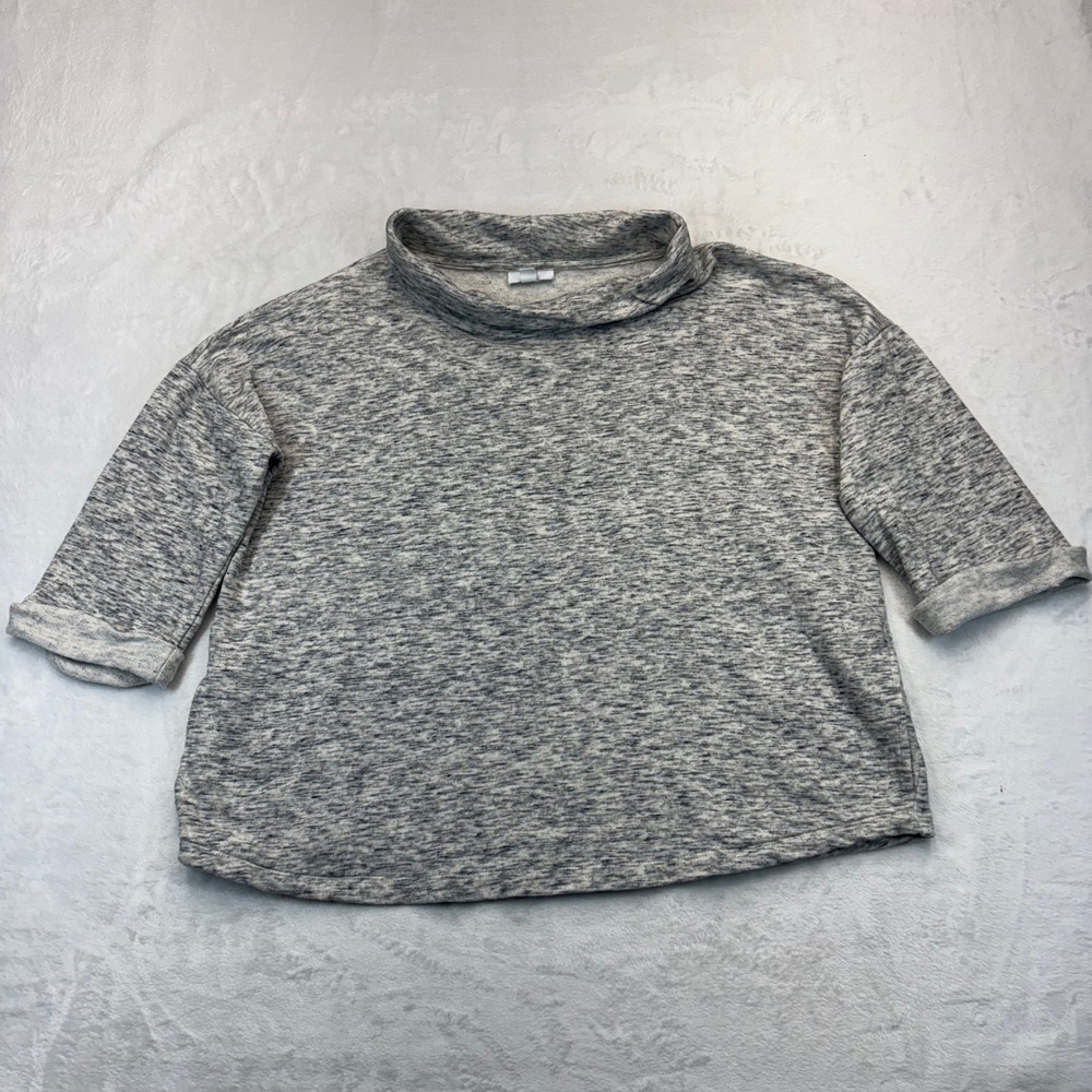 Pure Jill J. Jill Marled Gray Funnel Neck Sweatshirt 100% Cotton Size M